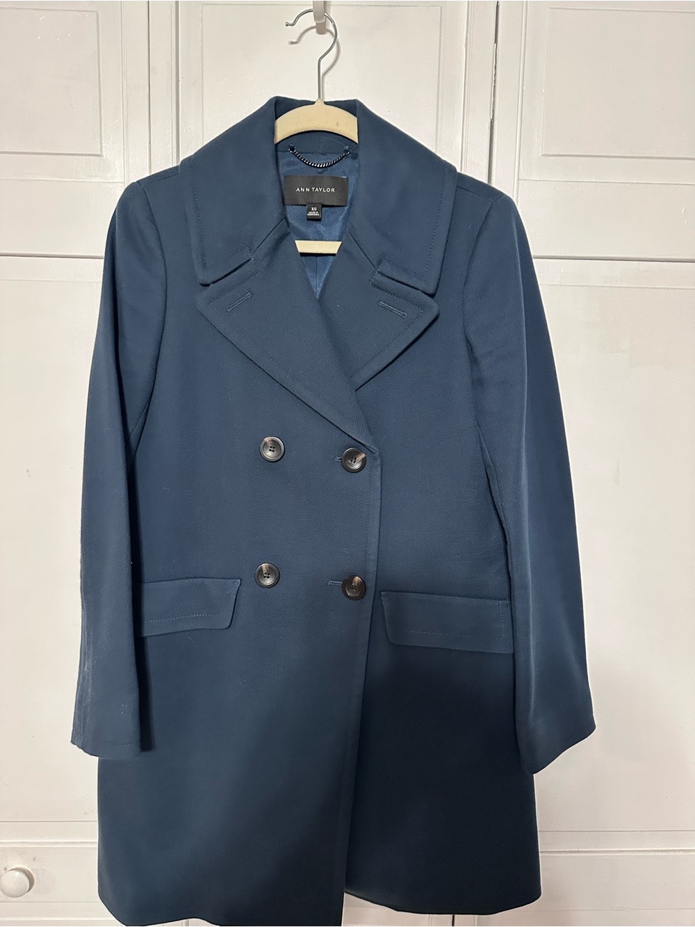 Ann Taylor Double-Breasted Pea Coat in Navy